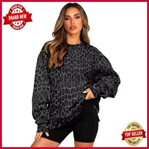 Oversized Sweatshirt Hawaiian Tribal Tiger Pullover Long Sleeve Loose Fit